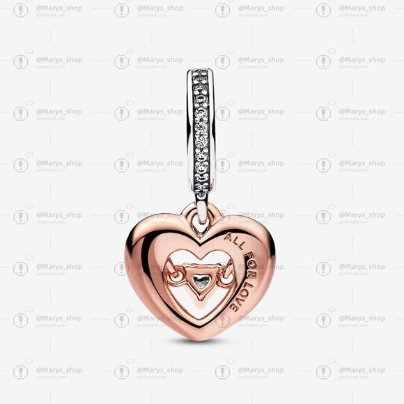 Pandora Two-tone Radiant Heart Dangle Charm - Picture 2 of 4